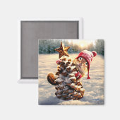 Chipmunk mit Kiefernklotz Magnet (Vorderseite/Rückseite)