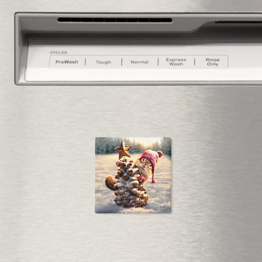 Chipmunk mit Kiefernklotz Magnet (In Situ (Geschirrspüler))