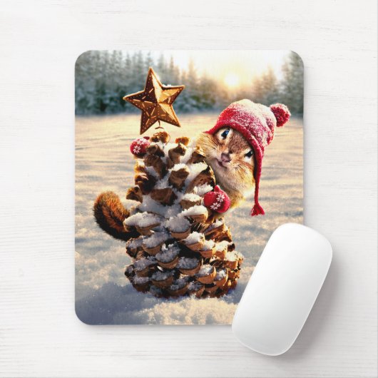 Chipmunk mit Kiefernklotz Mousepad (Mit Mouse)