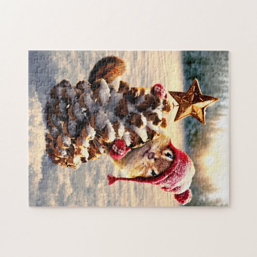 Chipmunk mit Kiefernklotz Puzzle (Horizontal)