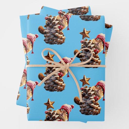Chipmunk mit Kiefernkronenbaum Geschenkpapier Set (Beispiel)