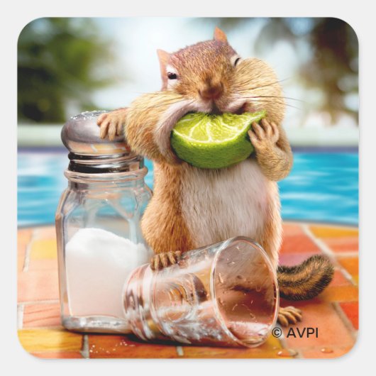 Chipmunk mit Limon Quadratischer Aufkleber (Vorderseite)
