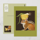 Chipmunk mit Mais- und Kopfmütze Postkarte (Vorne/Hinten)