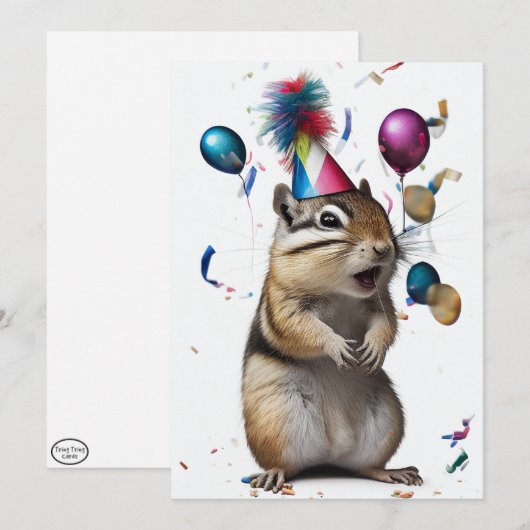Chipmunk mit Party-Hat-Flachbildschirm Dankeskarte (Vorne/Hinten)
