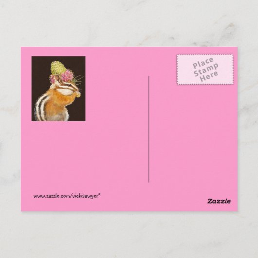 Chipmunk mit Präriehut auf der Postkarte (Rückseite)