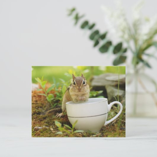 Chipmunk mit Teacup Postkarte (Stehend Vorderseite)