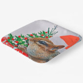 Chipmunk mit Weihnachtshut vor Baum Pappteller (Gewinkelt)