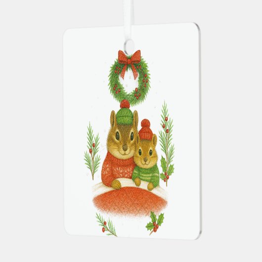 Chipmunk Mom & Child Christmas Whimsical Ornament (Vorderseite links)