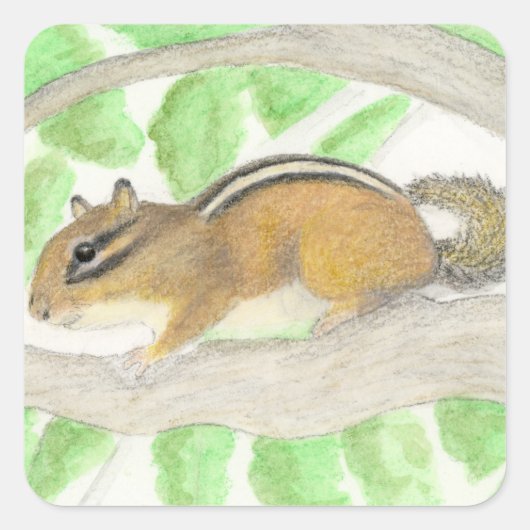 Chipmunk Quadratischer Aufkleber (Vorderseite)