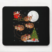 Chipmunk Santa Sleigh Flying Funny Magical Christm Mousepad (Vorne)