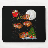 Chipmunk Santa Sleigh Flying Funny Magical Christm Mousepad (Vorne)