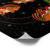 Chipmunk Santa Sleigh Flying Funny Magical Christm Poster (Ecke)