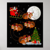 Chipmunk Santa Sleigh Flying Funny Magical Christm Poster (Vorne)