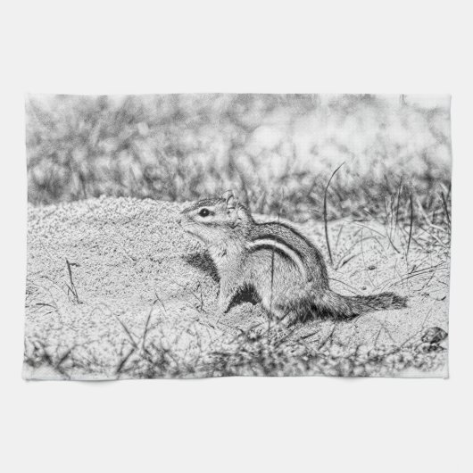 Chipmunk Sketch Geschirrtuch (Horizontal)