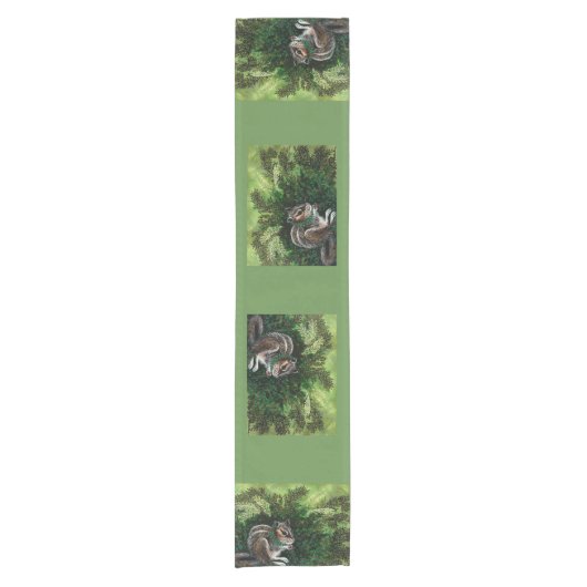 Chipmunk-Stechpalme Tablerunner Kurzer Tischläufer (Vorderseite)