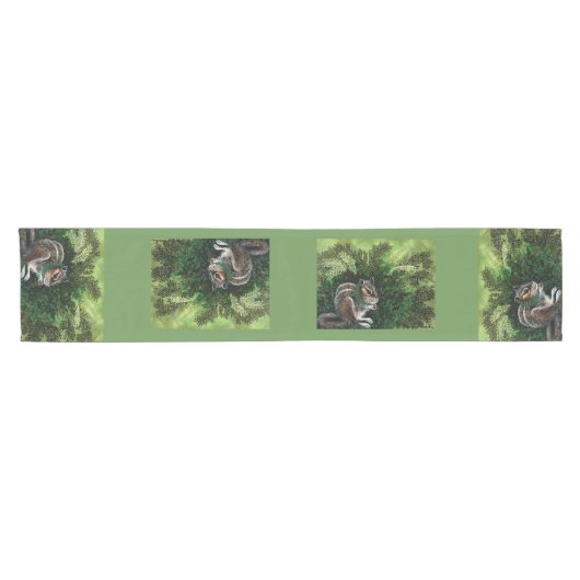 Chipmunk-Stechpalme Tablerunner Kurzer Tischläufer (Horizontal)