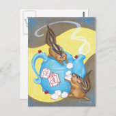 Chipmunk Tee Party Postkarte (Vorne/Hinten)
