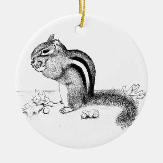 Chipmunk und Acorns Keramik Ornament (Vorne)