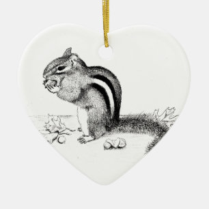 Chipmunk und Acorns Keramik Ornament