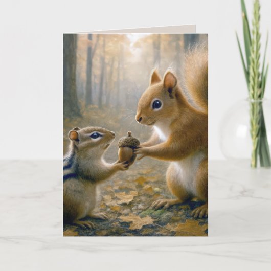 Chipmunk und Eichhörnchen Vielen Dank Karte (Vorderseite)