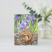 Chipmunk und Iris Postkarte (Stehend Vorderseite)