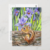 Chipmunk und Iris Postkarte (Vorne/Hinten)