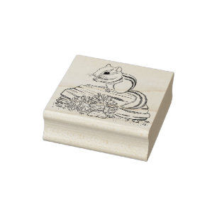 Chipmunk-und Kiefern-Kegel-Gummi-Briefmarke Gummistempel