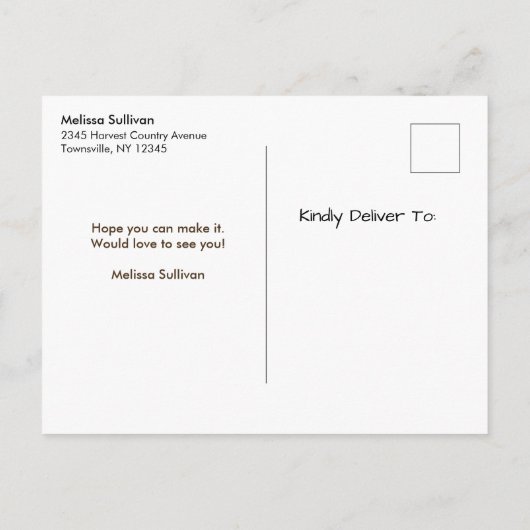 Chipmunk und Pumpkins Fall RusticSTD Ankündigungspostkarte (Rückseite)