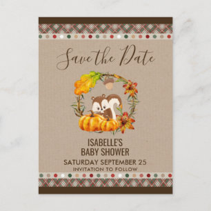 Chipmunk und Pumpkins Fall RusticSTD Ankündigungspostkarte
