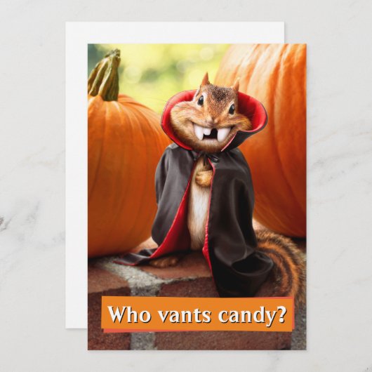 Chipmunk Vampire Einladung (Vorne/Hinten)