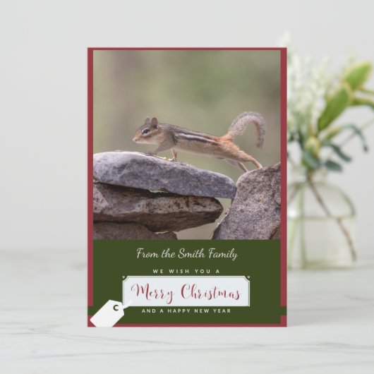 Chipmunk Weihnachtskarte Feiertagskarte (Stehend Vorderseite)