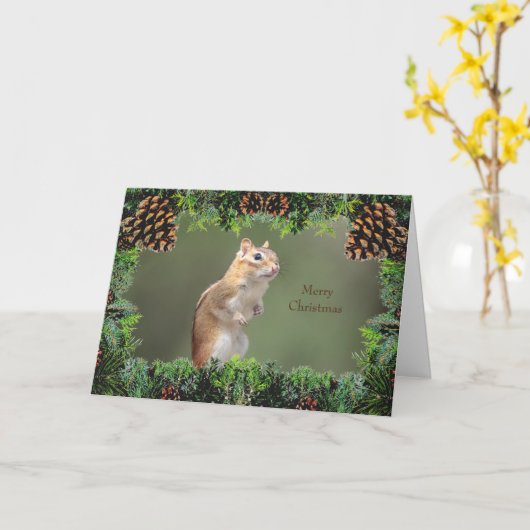 Chipmunk Weihnachtskarte Karte (Gelbe Blume)