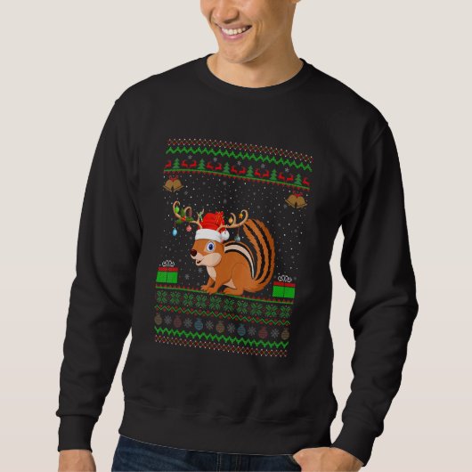 Chipmunk Weihnachtsmannmütze Matching Ugly Chipmun Sweatshirt (Vorderseite)
