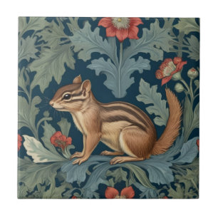 Chipmunk William Morris Stil Links Facing Leafy Fliese