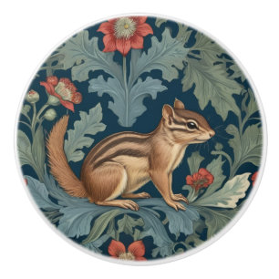 Chipmunk William Morris Stil Rechts gegenüber Leaf Keramikknauf