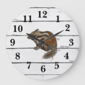Chipmunk Woodland Animal Painting Shiplap Große Wanduhr (Vorderseite)