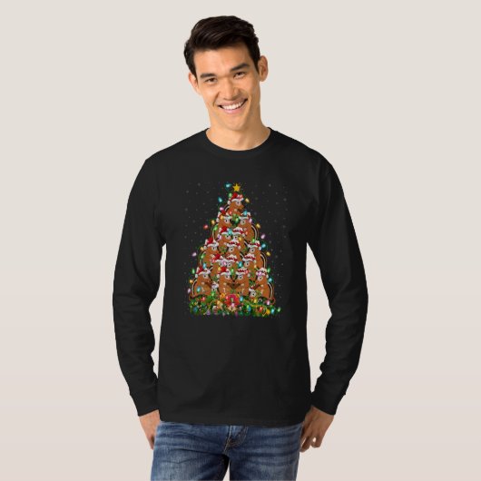 Chipmunk Xmas Lights Santa Chipmunk Christmas Tre T-Shirt (Vorne ganz)