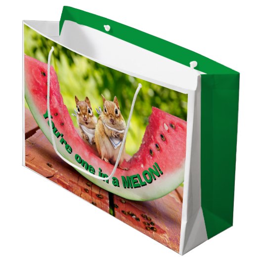 Chipmunke Esswasser Große Geschenktüte (Vorderseite Schrägansicht)