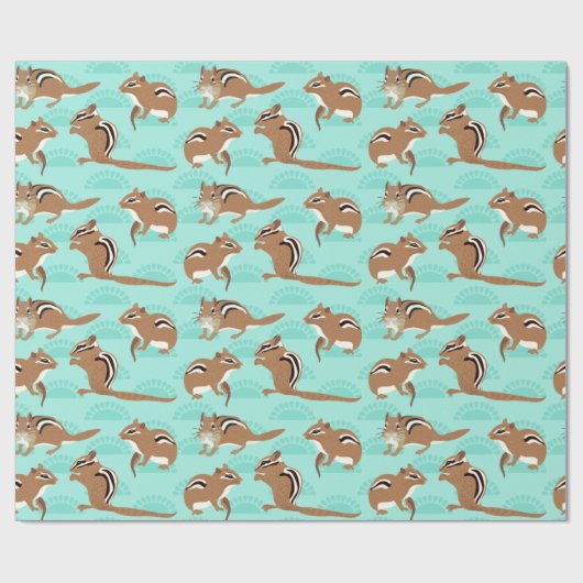 Chipmunks auf Mint Green Background Gemustert Geschenkpapier (Flach)