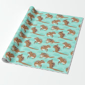 Chipmunks auf Mint Green Background Gemustert Geschenkpapier (Ungerollt)