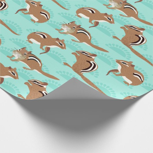 Chipmunks auf Mint Green Background Gemustert Geschenkpapier (Ecke)