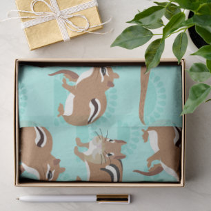 Chipmunks auf Mint Green Background Gemustert Seidenpapier