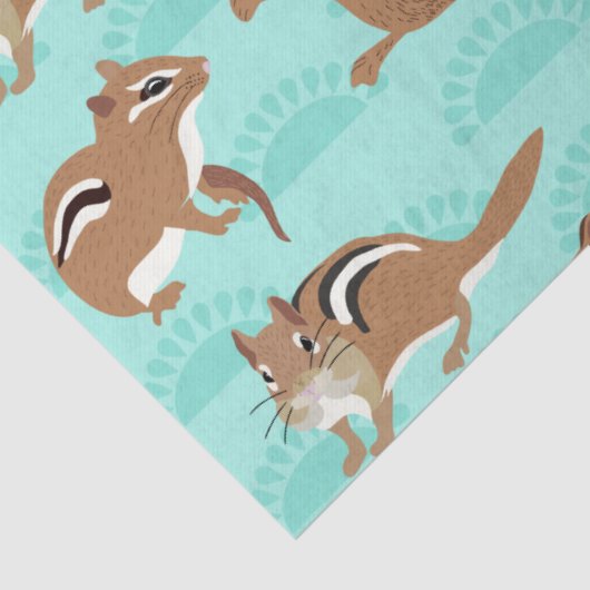 Chipmunks auf Mint Green Background Gemustert Seidenpapier (Detail)
