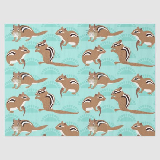 Chipmunks auf Mint Green Background Gemustert Seidenpapier (Vorderseite)