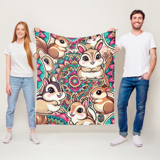 "Chipmunks & Cottontails" Fleecedecke (Beispiel)