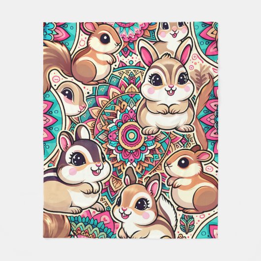 "Chipmunks & Cottontails" Fleecedecke (Vorderseite)