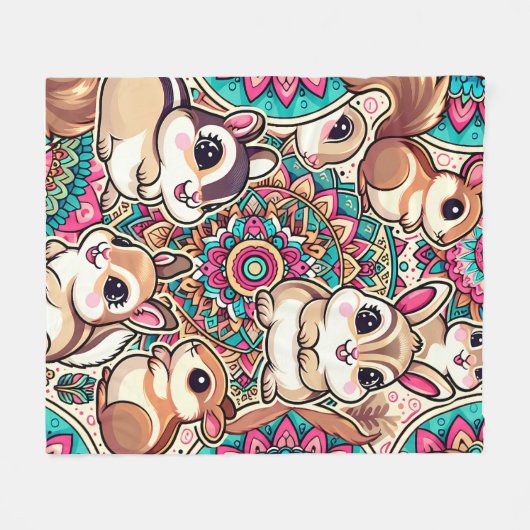 "Chipmunks & Cottontails" Fleecedecke (Vorderseite (Horizontal))