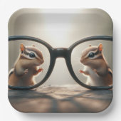 Chipmunks, die durch eine Big Black Brille springe Pappteller (Vorderseite)