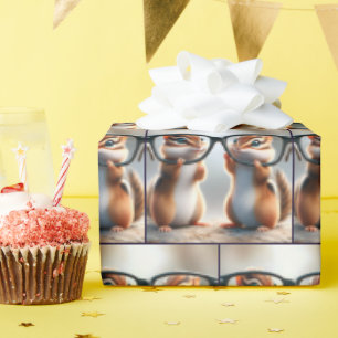 Chipmunks, die durch schwarze Brille springen Geschenkpapier