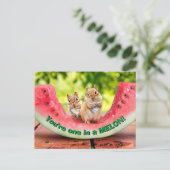 Chipmunks Eating Watermelon Einladungspostkarte (Stehend Vorderseite)